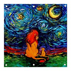 Lion Art Starry Night Van Gogh Banner And Sign 3  X 3  by Sarkoni