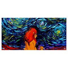 Lion Art Starry Night Van Gogh Banner And Sign 8  X 4  by Sarkoni