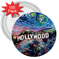 Hollywood Art Starry Night Van Gogh 3  Buttons (100 Pack)  by Sarkoni