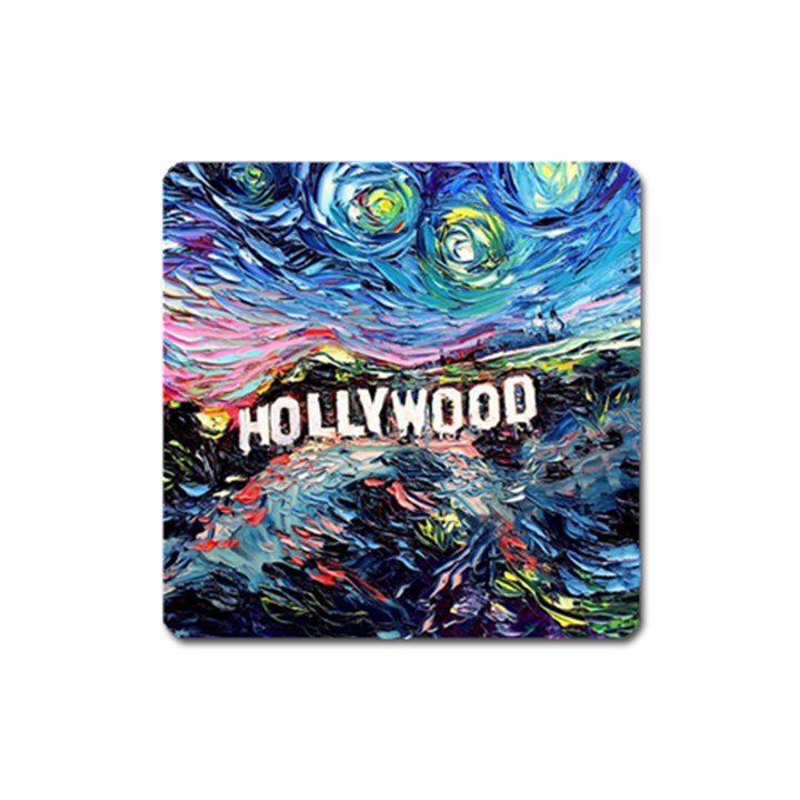 Hollywood Art Starry Night Van Gogh Square Magnet