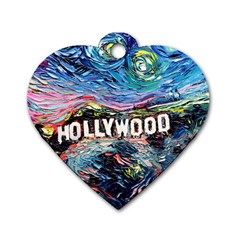 Hollywood Art Starry Night Van Gogh Dog Tag Heart (one Side) by Sarkoni