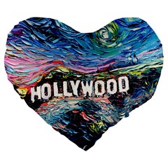 Hollywood Art Starry Night Van Gogh Large 19  Premium Heart Shape Cushions by Sarkoni