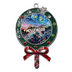 Hollywood Art Starry Night Van Gogh Metal X mas Lollipop With Crystal Ornament