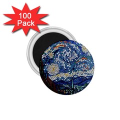 Mosaic Art Vincent Van Gogh s Starry Night 1 75  Magnets (100 Pack)  by Sarkoni