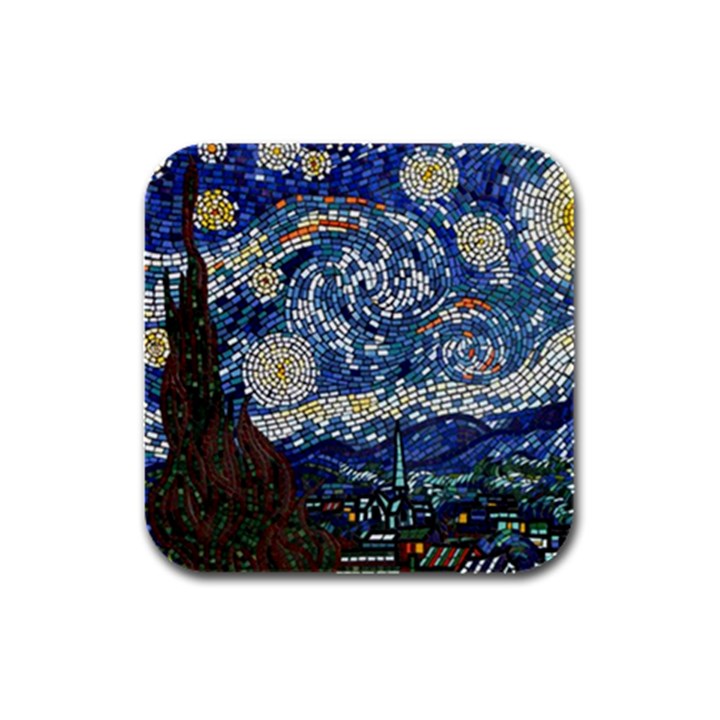 Mosaic Art Vincent Van Gogh s Starry Night Rubber Square Coaster (4 pack)