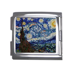 Mosaic Art Vincent Van Gogh s Starry Night Mega Link Italian Charm (18mm) by Sarkoni