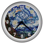 Mosaic Art Vincent Van Gogh s Starry Night Wall Clock (Silver) Front