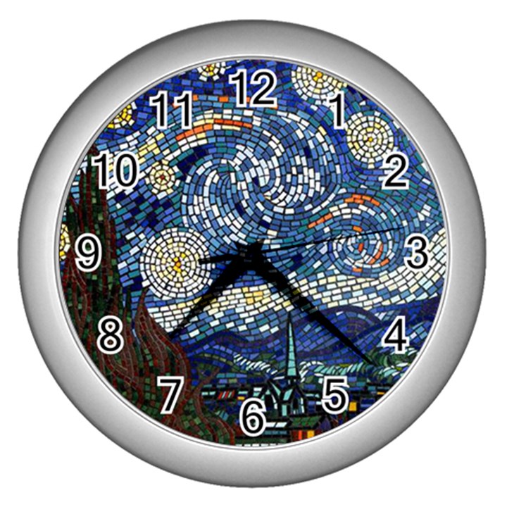 Mosaic Art Vincent Van Gogh s Starry Night Wall Clock (Silver)