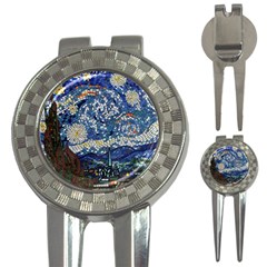 Mosaic Art Vincent Van Gogh s Starry Night 3-in-1 Golf Divots by Sarkoni