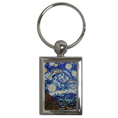 Mosaic Art Vincent Van Gogh s Starry Night Key Chain (rectangle) by Sarkoni