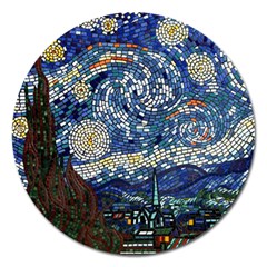 Mosaic Art Vincent Van Gogh s Starry Night Magnet 5  (round) by Sarkoni