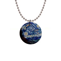 Mosaic Art Vincent Van Gogh s Starry Night 1  Button Necklace by Sarkoni