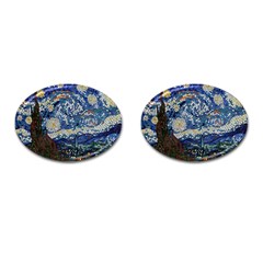 Mosaic Art Vincent Van Gogh s Starry Night Cufflinks (oval) by Sarkoni