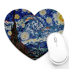 Mosaic Art Vincent Van Gogh s Starry Night Heart Mousepad by Sarkoni