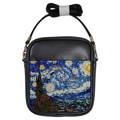 Mosaic Art Vincent Van Gogh s Starry Night Girls Sling Bag by Sarkoni