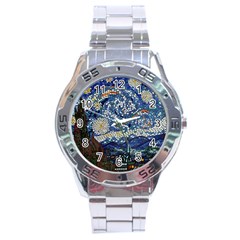 Mosaic Art Vincent Van Gogh s Starry Night Stainless Steel Analogue Watch by Sarkoni