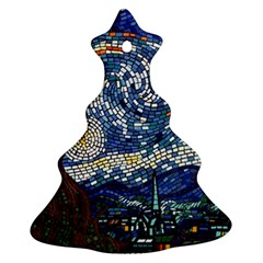 Mosaic Art Vincent Van Gogh s Starry Night Christmas Tree Ornament (two Sides) by Sarkoni