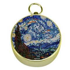 Mosaic Art Vincent Van Gogh s Starry Night Gold Compasses by Sarkoni