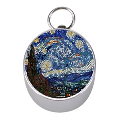 Mosaic Art Vincent Van Gogh s Starry Night Mini Silver Compasses by Sarkoni