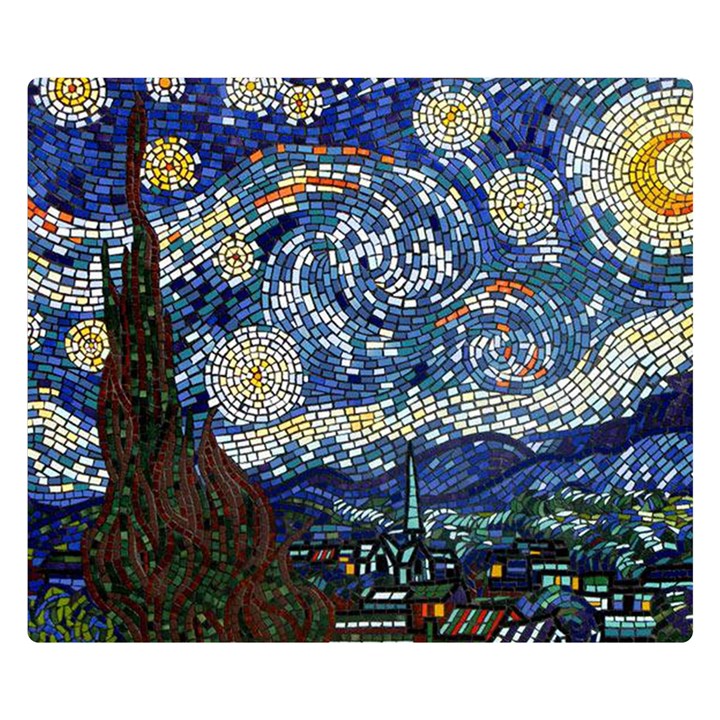 Mosaic Art Vincent Van Gogh s Starry Night Premium Plush Fleece Blanket (Small)