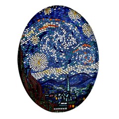 Mosaic Art Vincent Van Gogh s Starry Night Oval Glass Fridge Magnet (4 Pack) by Sarkoni