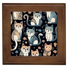 Cats Pattern Framed Tile by Valentinaart