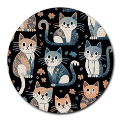 Cats Pattern Round Mousepad by Valentinaart