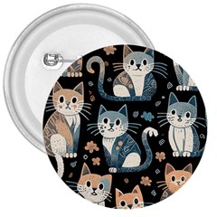 Cats Pattern 3  Buttons by Valentinaart