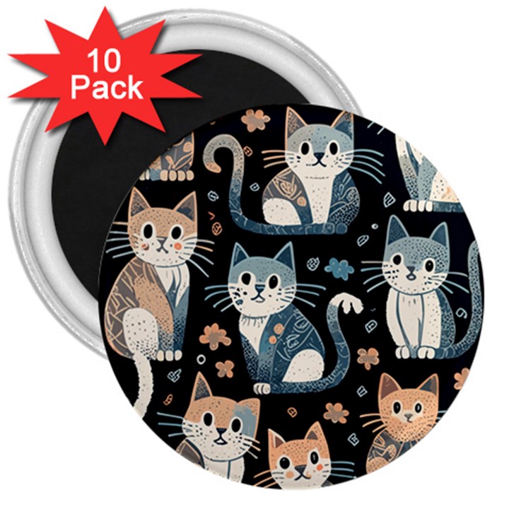 Cats pattern 3  Magnets (10 pack) 