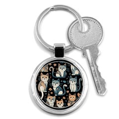 Cats Pattern Key Chain (round) by Valentinaart