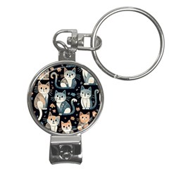 Cats Pattern Nail Clippers Key Chain by Valentinaart