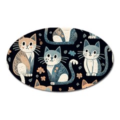 Cats Pattern Oval Magnet by Valentinaart