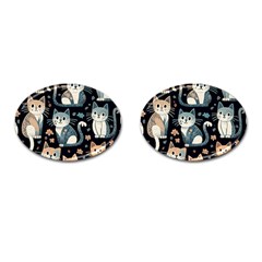 Cats Pattern Cufflinks (oval) by Valentinaart