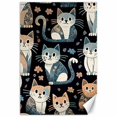 Cats Pattern Canvas 12  X 18  by Valentinaart