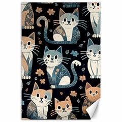 Cats Pattern Canvas 24  X 36  by Valentinaart