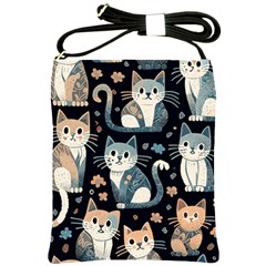 Cats Pattern Shoulder Sling Bag by Valentinaart