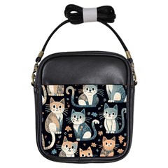 Cats Pattern Girls Sling Bag by Valentinaart