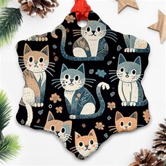 Cats Pattern Ornament (snowflake) by Valentinaart