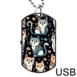 Cats pattern Dog Tag USB Flash (One Side) Front