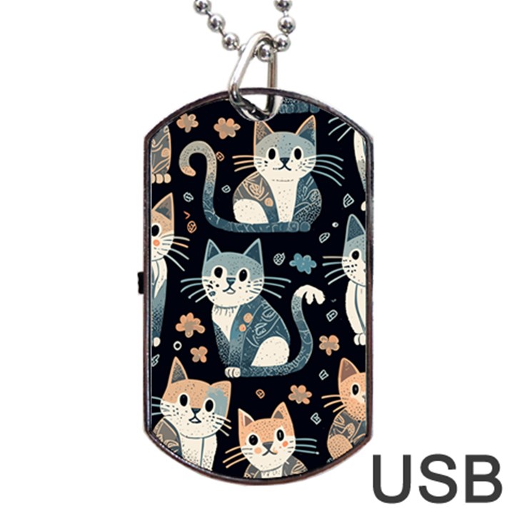 Cats pattern Dog Tag USB Flash (One Side)