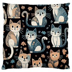 Cats Pattern Large Premium Plush Fleece Cushion Case (two Sides) by Valentinaart