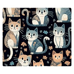 Cats Pattern Two Sides Premium Plush Fleece Blanket (small) by Valentinaart