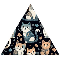 Cats Pattern Wooden Puzzle Triangle by Valentinaart