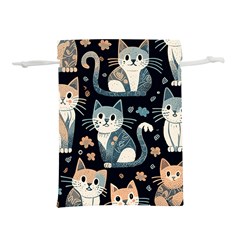 Cats Pattern Lightweight Drawstring Pouch (m) by Valentinaart