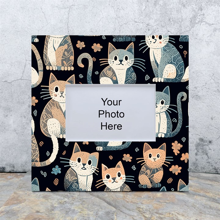 Cats pattern White Box Photo Frame 4  x 6 