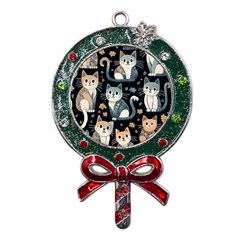 Cats Pattern Metal X mas Lollipop With Crystal Ornament