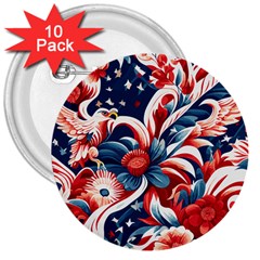 America Pattern 3  Buttons (10 Pack)  by Valentinaart