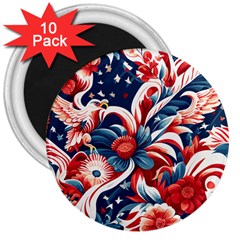 America Pattern 3  Magnets (10 Pack)  by Valentinaart