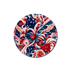 America Pattern Rubber Round Coaster (4 Pack) by Valentinaart