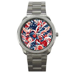 America Pattern Sport Metal Watch by Valentinaart